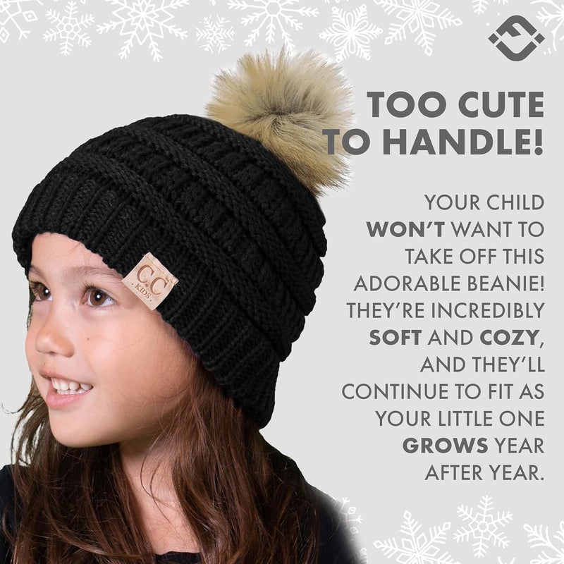Funky Junque Toddler Pom Beanie – Kids Winter Hat for Ages 1–4, Baby Boy & Girl Knit Beanies, Warm Cozy Knit Snow Hats - Image 3